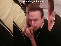 Adrian mamando no banheirao do shopping with amateurs in a gay cock sucking scene.
