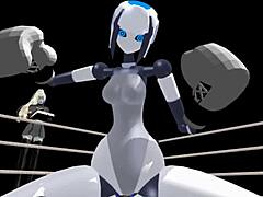 in the pov view, the boxing sexbot engages in intense sexual activity with the user, delivering powerful thrusts and sensations