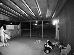 Wife and Husband on Back Porch with Open Gate