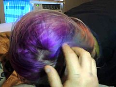 rain the goth milf with glasses moans during hardcore blowjob and facial