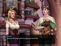 Hey, check out this hentai where she swallows cum from a big-titted blonde! 😍