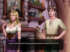 Hey, check out this hentai where she swallows cum from a big-titted blonde! 😍