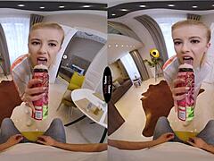 Stepbrother uses new toy on shaved pussy