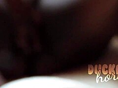 ebony bbw amateur teases natural big tits and ass while playing with pussy close up