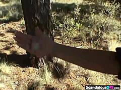 How does Misty pull off such a daring outdoor blowjob?