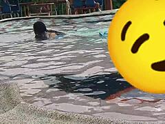 Emo girl sucks in bathroom while friend waits outside, then rushes to public hotel for sex