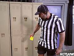 Black Stud Receives Blowjob and Doggystyle Fuck in Locker Room