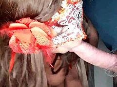 she gives nice long blowjob to monster cock in office deepthroating until cumshot