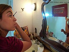 Camera Man Harasses Peruvian Teen Model Bibi Tsunami With Big Cock While Preparing