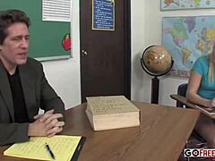 Blonde Megan Moore sucks Joel Lawrence dry in hardcore action.