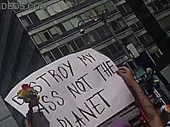 Latina Flashes Big Ass In Miniskirt During Lgbt March