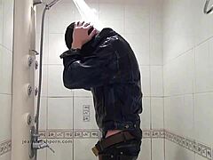 Master Washes Feet In Blue Jeans