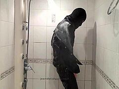 Master Washes Feet In Blue Jeans