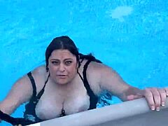 titty play by the pool with natural beauty