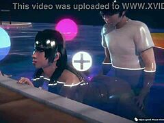 Latina gets fucked in the pool during game night