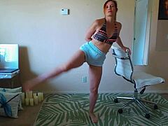 Russian Milf Stretches Neck in Yoga Showing Cameltoe