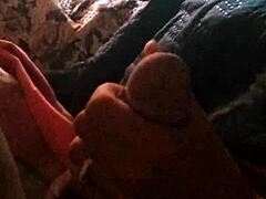 Redhead jerks me while watching reality