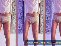 Alejandro Mistral Strips to White and Blue Underwear