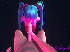 Hey, wanna see Miku's 3D hentai blowjob in this wild POV striptease club scene?