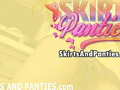 Babe Flashes Panties Under Skirt