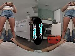 WetVR Lila Love Climbs on Handyman Dick in Wild VR Blowjob.