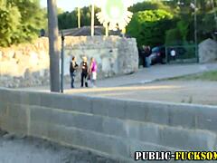 Brunette babe anal fucks in public park 😈