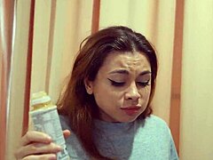 latina with big tits grinds hard for cum all over her body in homemade pov cowgirl action.