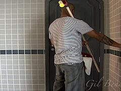 brunette masturbates outdoors and seduces black guy with big cock