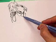 Porn artist at work sketching sexy girls with big tits.