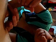 Woman at party excited giving blowjob to monster cock