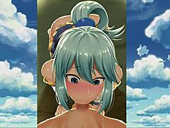 aqua tells you to jerk off to her assfucking instructions