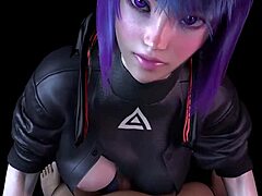 motoko gives sloppy blowjob