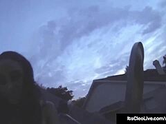 cam princess its cleo is masturbating with toys on the rooftop pool