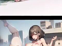 Giantess hentai compilation featuring AI-generated images