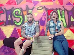 Friend Visits For Podcast Gets Fucked By Couple!