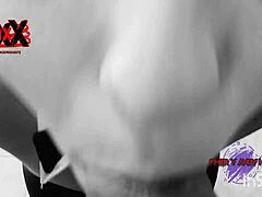 Playboy Bunny Andy Sucks Big Cock Cumshot