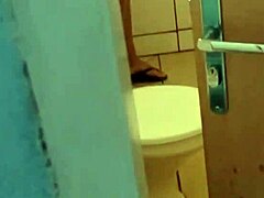 Witness intense solo action in the bathroom.