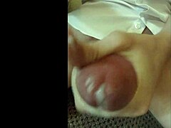 White shirt wanking session turns into a surprising solo act