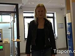 Blonde Teen Sucks Cock Boldly In Public Outdoors