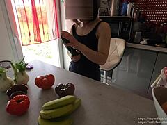 A young and cute girl tries anal sex with a cucumber for the first time