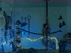 alexa kitten performs pole dancing in three different outfits during her solo clothed routine