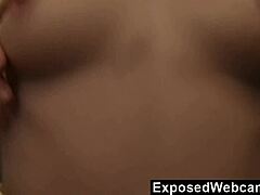 Teen sends teasing kisses during intimate bedroom blowjob