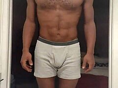 Black daddy's homemade workout video in dorm