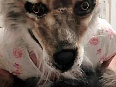 Wolf girl caught pissing in her wet panties