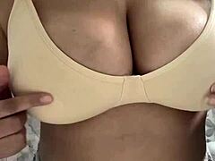 Anjali plays with her big boobs in close-up view