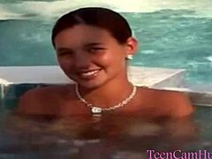 Big Tits Teasing in Bikini by the Pool