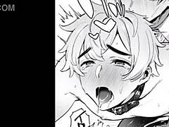 Moaning with lub during bisexual masturbation