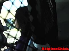 Restrained Teen Gagged for Deepthroat and Rough Doggystyle Action.