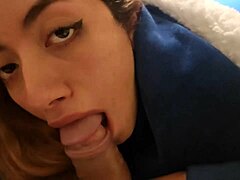 tasty teen blowjob ends with messy cumshot