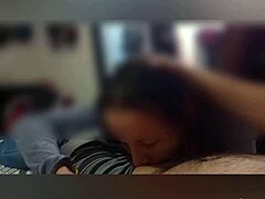 latina wife gives irresistible blowjob and handjob